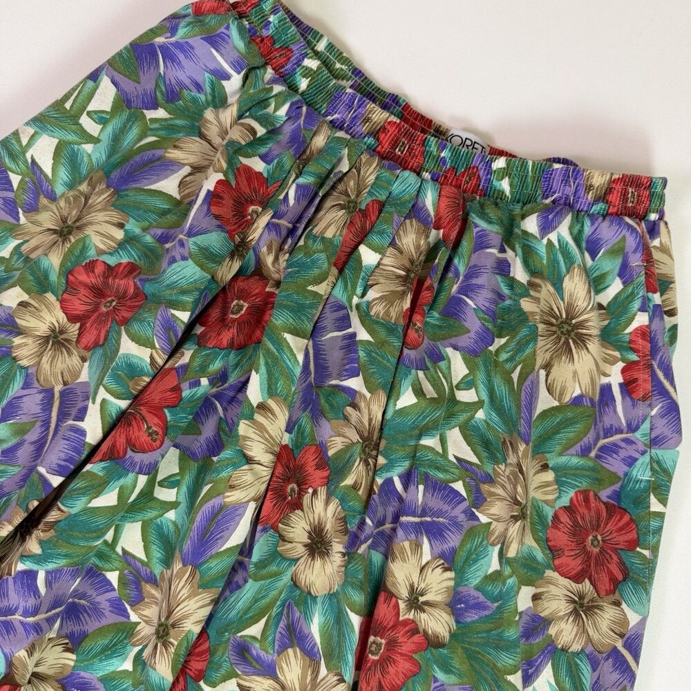 Vintage 90s Koret Tropical Floral Pleated Midi Skirt Women's 18W Resort Summer